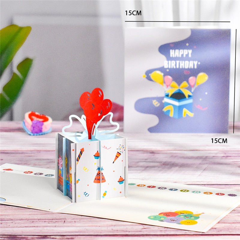 Birthday Card for Kids Mom Dad Wife 3D Pop-Up Party Balloons Greeting Cards Anniversary Handmade Gifts