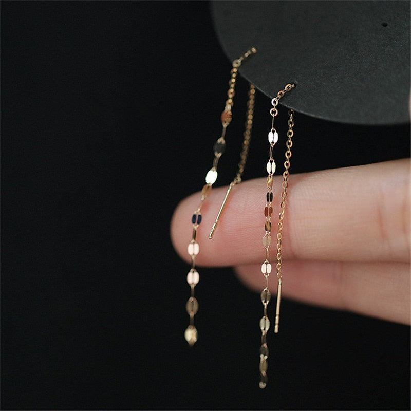 Skhek Lips O Word Chain Tassel Stud Earrings Women 14k Gold Plating Earrings Summer Beach Party Jewelry