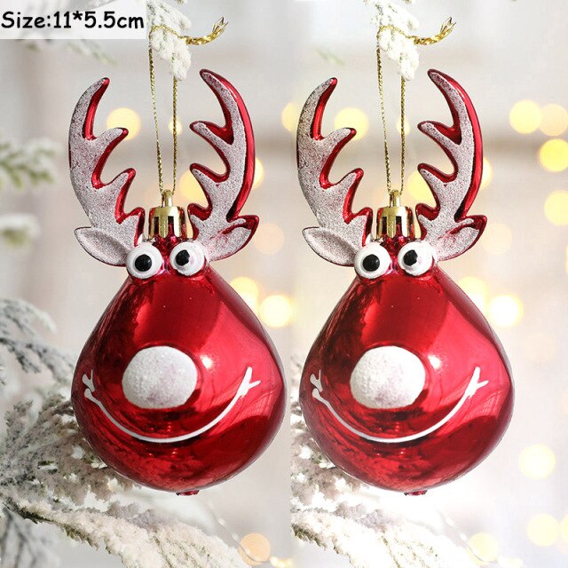 2pcs Elk Christmas Balls Ornaments Bauble Pendant Xmas Tree Hanging Balls Christmas Home Decorations Navidad 2022 Palle Natale