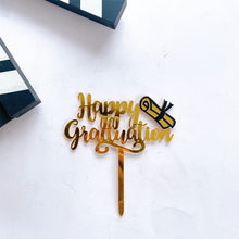 Load image into Gallery viewer, Skhek Graduation Party Class Of 2022 Graduation Acrylic Cake Topper Gold Congrats Grad Cake Topper Flag for Boys Girls Celebrations Party Cake Supplies