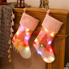 Load image into Gallery viewer, Christmas Gift New Christmas Stockings Socks LED Light Up Large Pink Christmas Decoration Candy Gift Bag Fireplace Xmas Tree Hanging Ornaments