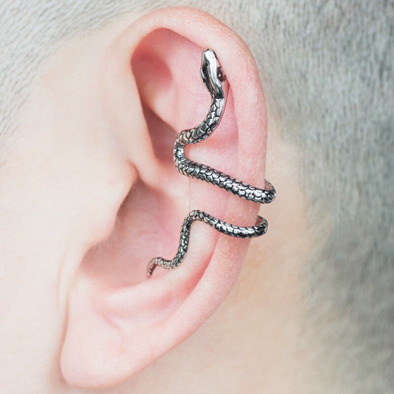 1PC Snake Earring Cuff  Ear Clip on Earrings  Fake Piercing  Clip on Statement Brass Earrings False Helix Piercing Fake Septum