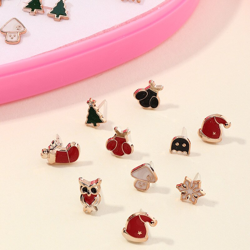 Christmas Gift Cute 36 Pairs Cartoon Hypoallergenic Enamel Stud Earrings Set For Women Girl Wedding Christmas Gifts Jewelry
