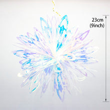 Load image into Gallery viewer, Iridescent Shiny Rainbow Honeycomb Snowflake Xmas Tree Star Fan Curtains for Birthday Party Wedding Christmas Decor Wholesale