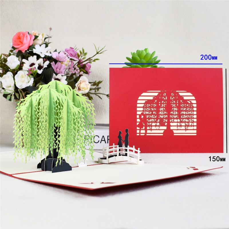 Anniversary Pop-Up Valentines Card 3D Birthday Flower Greeting Cards Romance Love Card Valentine's Day Wedding Invitations