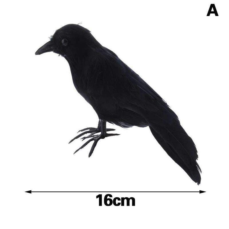 SKHEK Artificial Crow Simulation Black Crow Animal Model Black Bird Raven Prop Scary Decoration For Halloween Party Supplies