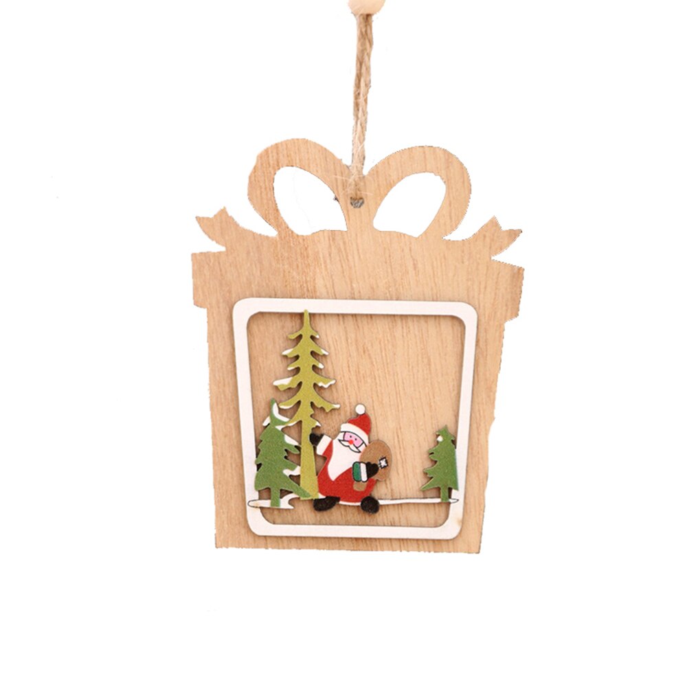 Happy New Year Decoration 2D 3D Wooden Hanging Pendants Star Xmas Tree Bell Wood Christmas Tree Toy Ornaments Decor For Home