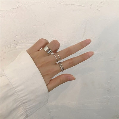 Skhek Silver Color Butterfly Rings For Women Men Lover Couple Ring Set Friendship Engagement Wedding Band Open Ring 2022 Trend Jewelry