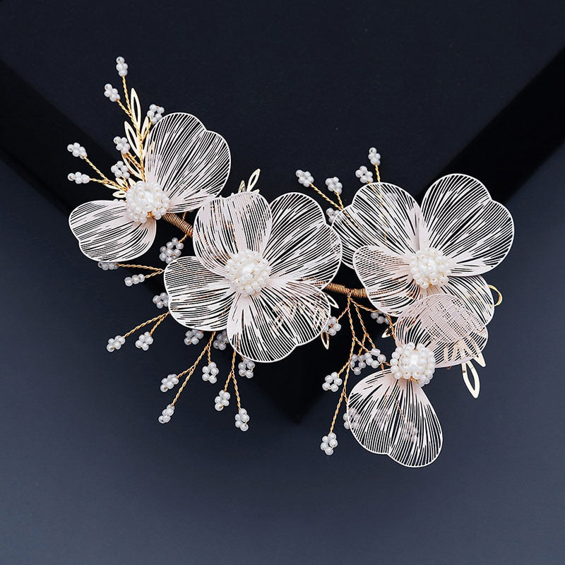 Miallo Bridal Wedding Headband Flower Pearl Hair Accessories for Women Hair Jewelry Party Bride Headpiece Bridesmaid Gift