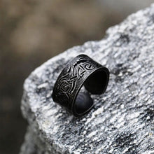 Load image into Gallery viewer, Skhek Vintage Odin Viking Rune Ring For Men Women Simple Stainless Steel Nordic Odin Giant Wolf Totem Celtics Knot Ring Jewelry Gift