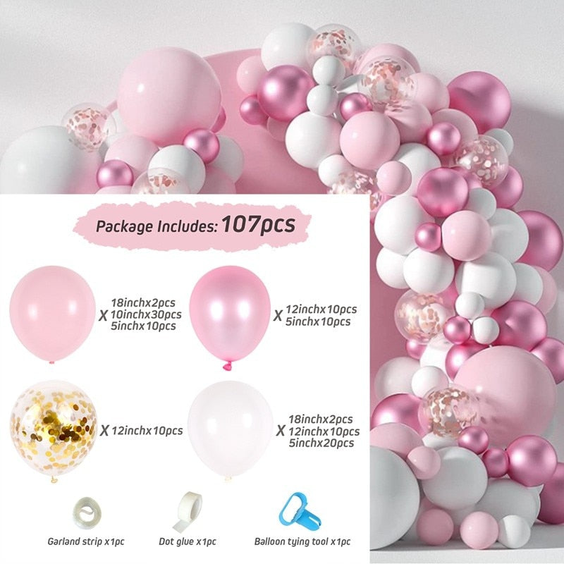 Skhek  Pink Balloon Arch Kit Balloon Garland Bow Balloons Wedding Decor Baby Shower Girl Birthday Adult Bachelorette Party Baloon Balon