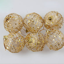 Load image into Gallery viewer, 6PCS Round Shape Gold Hollow Out Christmas Tree Pendants Ball Christmas Ornaments Birthday Party Home Wedding Party Decorations
