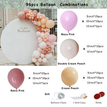 Load image into Gallery viewer, Skhek Graduation Party 180pcs Doubled Dusty Pink White Balloon Garland Kit Cream Peach Retro Brown Birthday Party Ballon Arch Baby Shower Wedding Decor