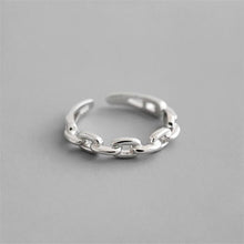 Load image into Gallery viewer, Christmas Gift New Fashion Simple Personality Chain Shaped 925 Sterling Silver Not Allergic Hollow Fine Chain Adjustable Opening Rings R173