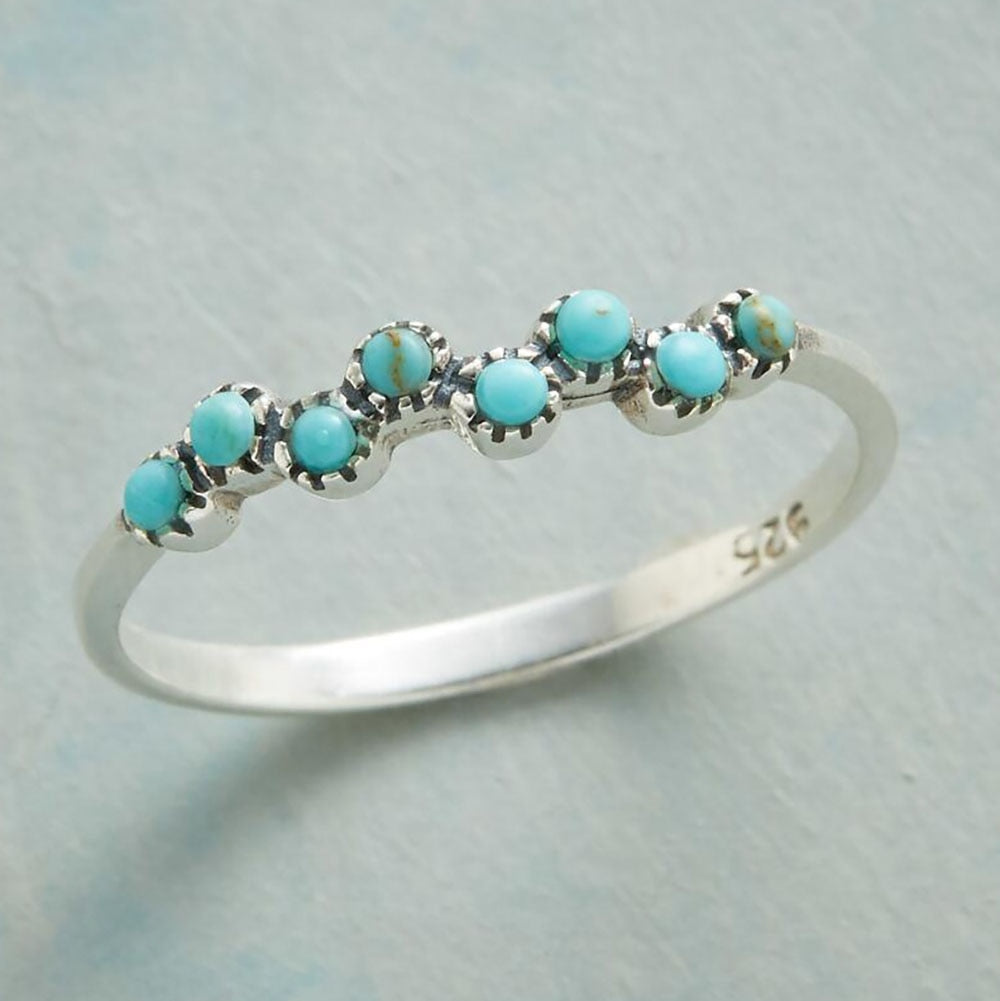 Refreshing Minimalist Stly Fresh Turquoise Round Women's Ring Weekend Party Dating Girls Gifts Ladies Jewelry Accessories
