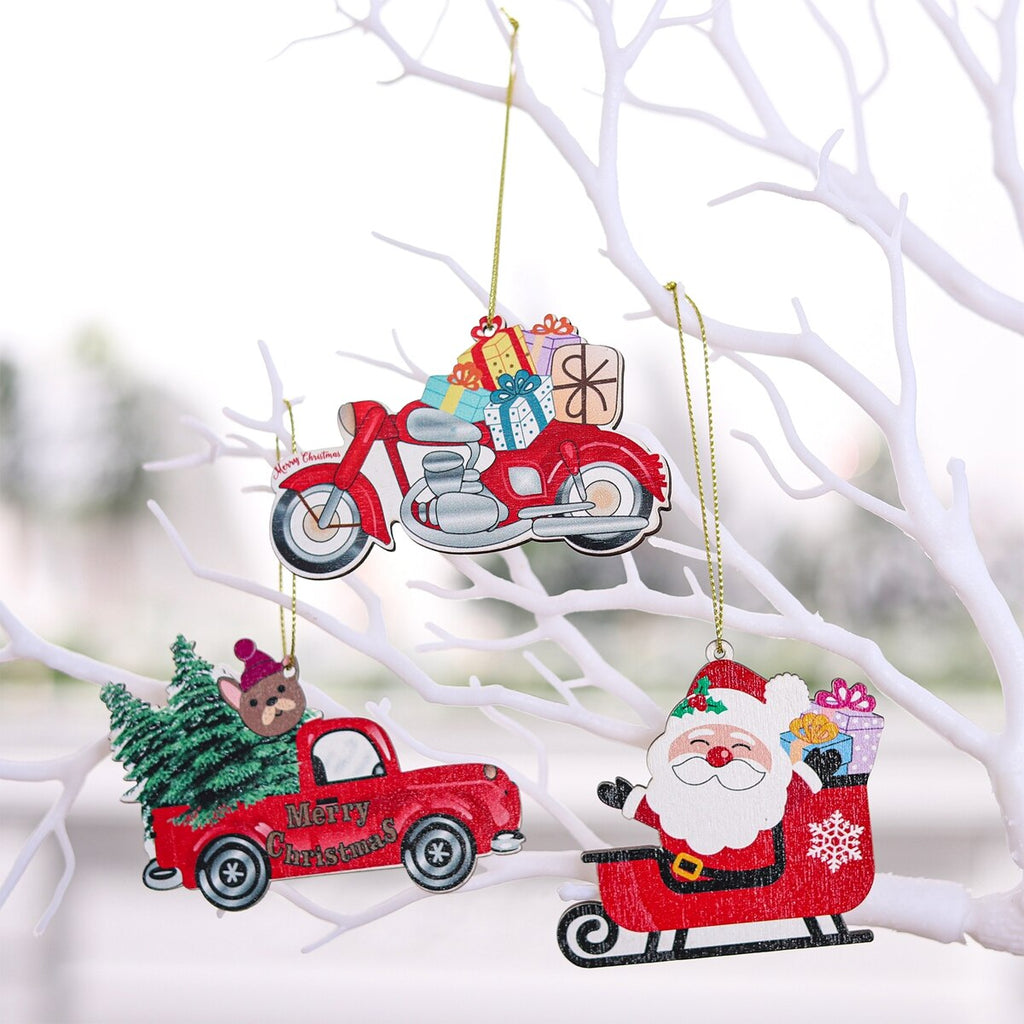 Christmas Gift Santa Claus Wooden Pendent Set Merry Christmas Decoration For Home 2021 Navidad Noel Christmas Tree Decor Gifts New Year 2022