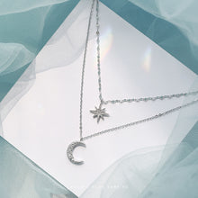 Load image into Gallery viewer, 2021 New Sterling Alloy Double Layer Star Moon Necklace Women Clavicle Chain Fine Jewelry Party Wedding Accessories
