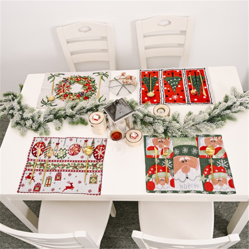 Christmas Gift New Year Navidad Elk Knitted Cloth Insulation Placemat Christmas Table Decoration Xmas Merry Christmas Xmas Christmas Decoration