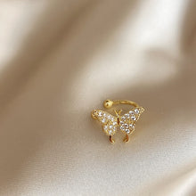 Load image into Gallery viewer, New Fashion Cute Rhinestone Gold Color Butterfly Stud Earrings For Women No Piercing Fake Cartilage Earring Gifts