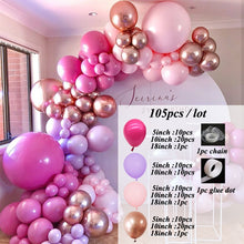 Load image into Gallery viewer, 115pcs Balloon Arch Garland Rose Gold Chorme Metallic Balloons Pink Globos Happy Birthday Party Decorations Wedding Baby shower