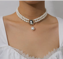 Load image into Gallery viewer, SHIXIN Layered Short Pearl Choker Necklace for Women White Beads Necklace Wedding Jewelry on Neck Lady Pearl Choker Collar Gifts