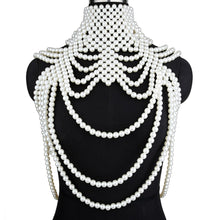 Load image into Gallery viewer, Skhek Pearl Necklaces Shawl Women Punk Style Beaded Collar Shoulder Long Chain Necklaces Sweater Chain Sexy Wedding Dress Body Jewelry