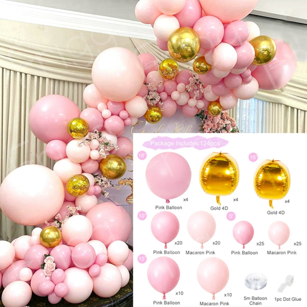 Skhek  Macaron Pink Balloon Garland Arch Kit Wedding Birthday Party Decoration Kids Globos Rose Gold Confetti Latex Ballon Baby Shower