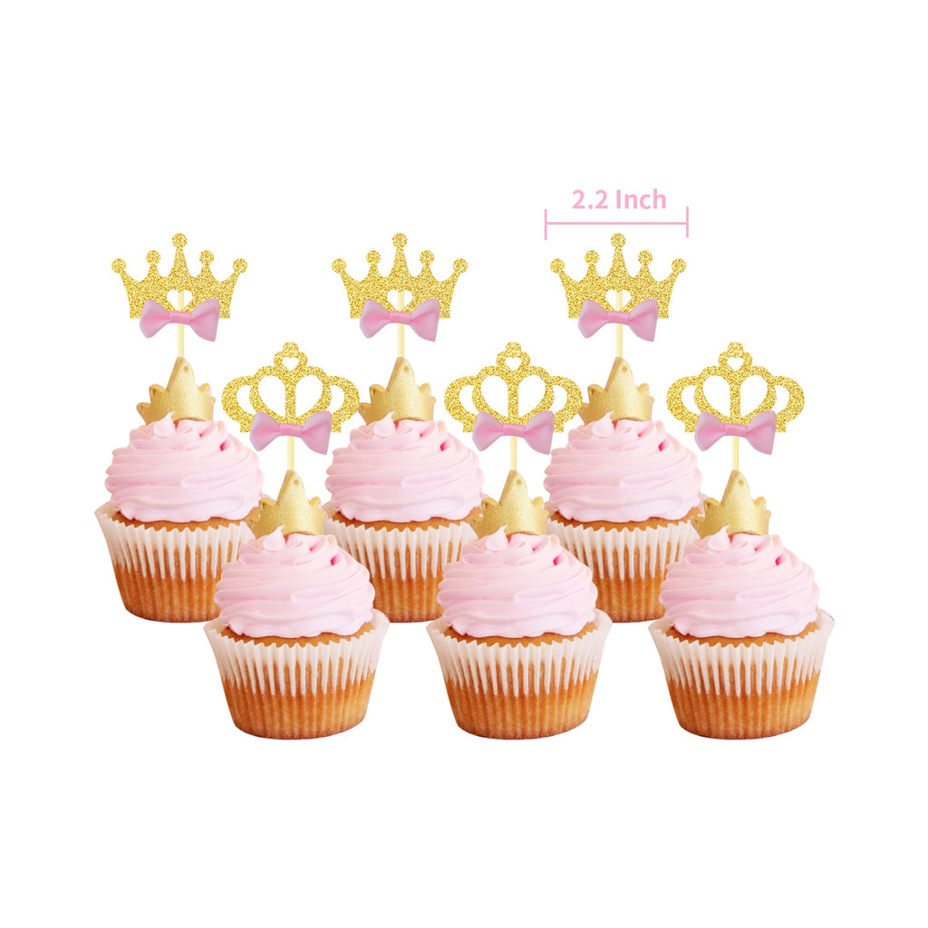Princess Birthday Decoration Theme Girl Birthday Party Decor  Banner With Pink Balloons Suit  Queen Crown Cake Topper