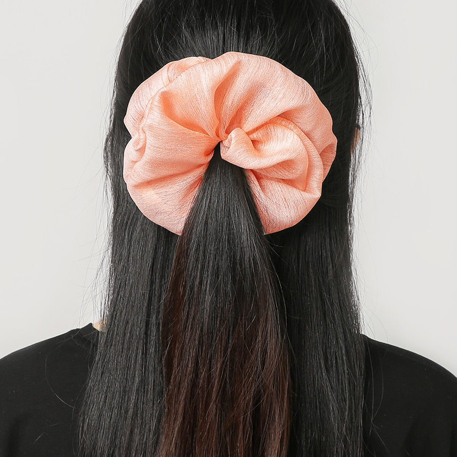 Oversized Stain Hair Scrunchies Women Silk Scrunchie Elastic Hair Bands Girls Headwear Donut Grip Loop Ponytail Holder