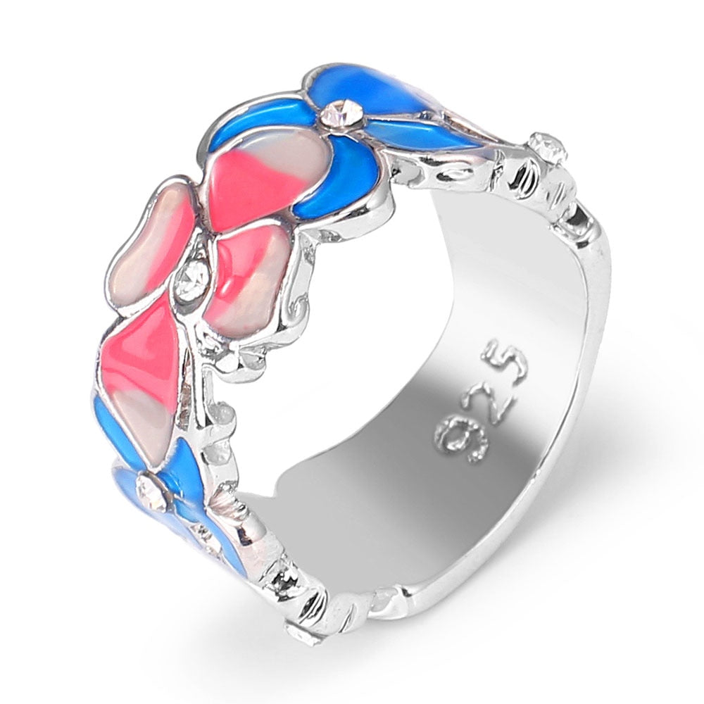 Sweet Cute Young Ladies Pink Light Blue Multi Size Finger Ring Women Wedding Engagement Love Token Gift for Wife Girlfriend