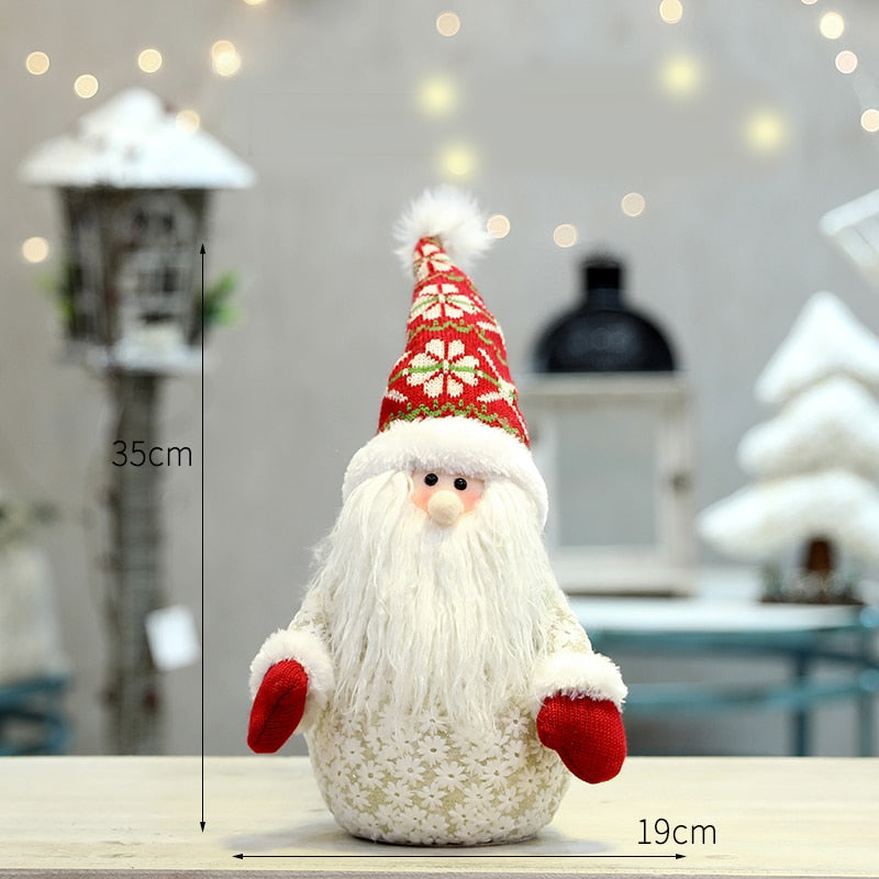Pink Velvet Christmas Elk Snowman Santa Claus Doll Ornament Xmas Figures Toy Holiday Home Party Decoration Kid Gift Christmas