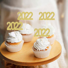 Load image into Gallery viewer, Christmas Gift 12pcs 2022 Cake Topper New Year Party Decoration 2022 Toothpick Christmas Cake Decor Happy New Year Eve Party Cupcake Toppers