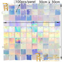 Load image into Gallery viewer, 1 Iridescent Party Sequin Backdrop Glitter Shimmer Square Sequin Panel Wall Popular Wedding Decor Baby Shower Birthday Decoration