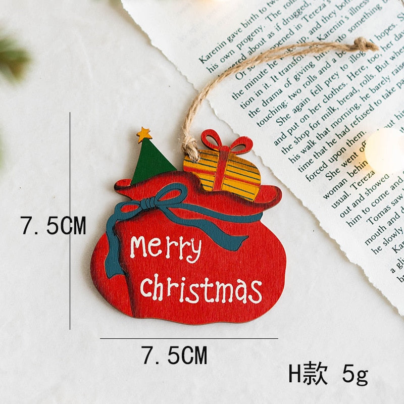 Christmas Gift Navidad 2021 Christmas Wooden Pendants Xmas Tree Drop Ornaments Decorations for Home Kids Toys Gift Xmas Decorations New Year