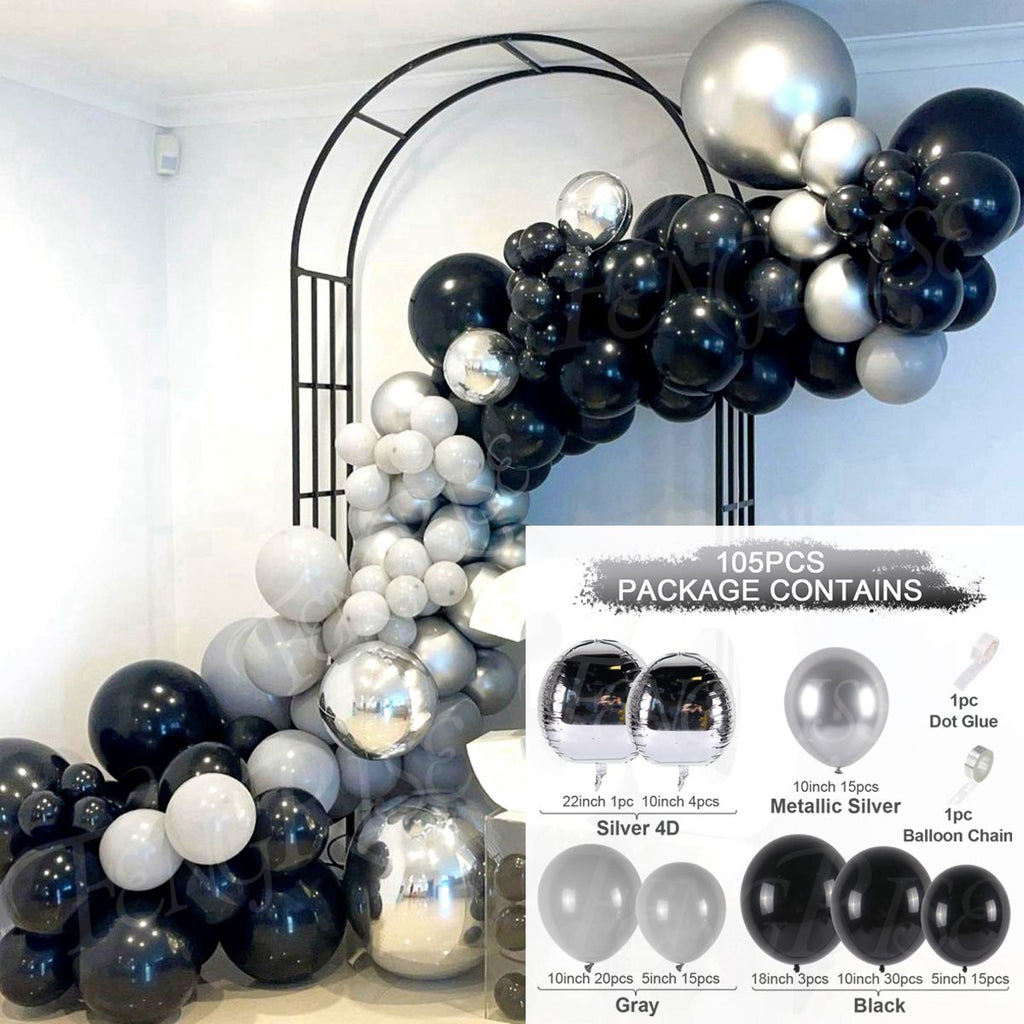 Skhek  Black Gold Balloon Garland Arch Kit Confetti Latex Balloon 30Th 40Th 50Th Birthday Party Balloons Decorations Adults Baby Shower