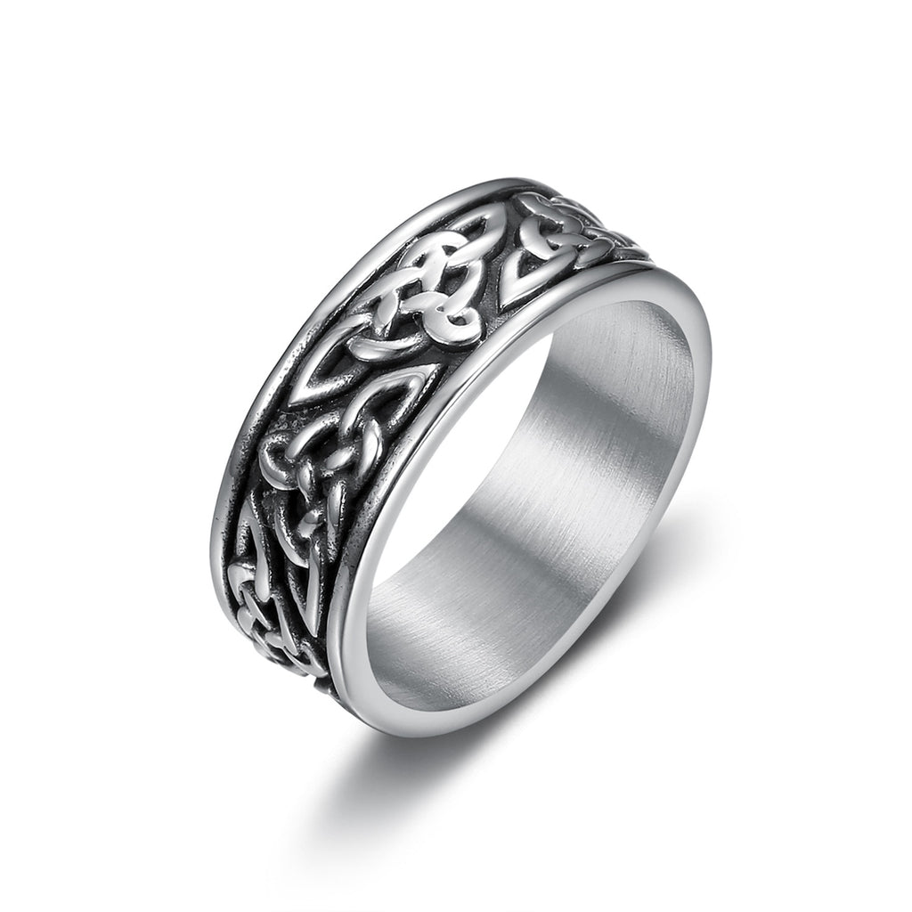 Skhek Stainless Steel Celtic Knot Totem Rings for Men Women Vintage Viking Celtic Knot Amulet Ring Punk Style Party Jewelry Party Gift