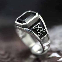 Load image into Gallery viewer, Skhek Sigil of Lucifer Satan Seal Ring Gothic Stainless Steel Signet Finger Rings Biker Punk Silver Color Jewelry Festival Gift