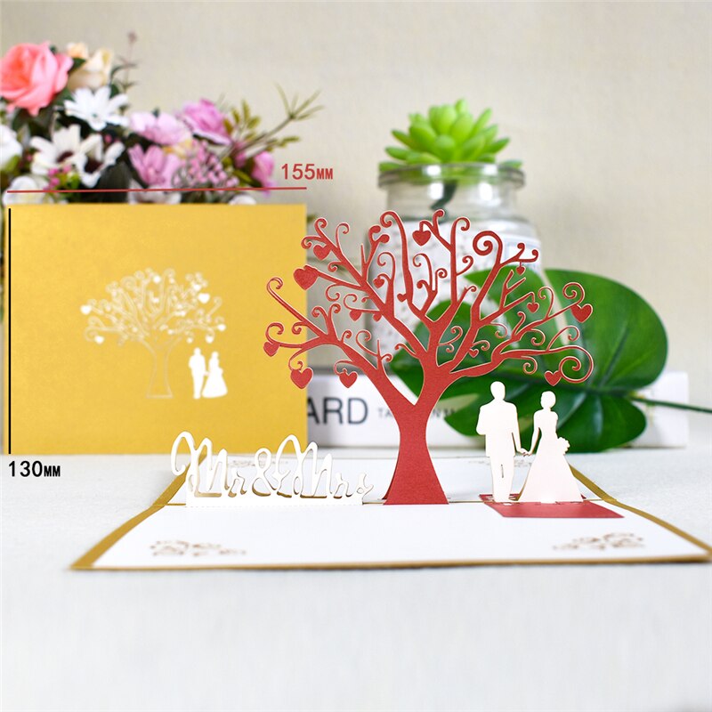 3D Wedding Invitation Valentine's Day Gift Pop-Up Love Cards for Bridal Shower Anniversary Married Handmade