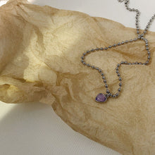 Load image into Gallery viewer, SKHEK Kpop New Fairy Aesthetic Purple Love Heart Pendant Bead Chain Necklace For Women Egirl Friends Retro Goth Halloween Jewelry Gift