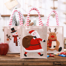 Load image into Gallery viewer, Christmas Decorations Linen Three-dimensional Embroidered Tote Bag Children Gift Bag Candy Bag Storage Bag