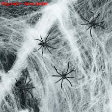 Load image into Gallery viewer, SKHEK Halloween Luminous Spider Web Halloween Scary Party Scene Props White Stretchy Cobweb Horror Halloween Decoration For Bar Haunted House