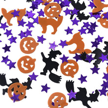 Load image into Gallery viewer, SKHEK 15G Black Bar Cat Spider Star Wizard Skull Orange Pumpkin Happy Halloween Confetti Table Sprinkles Supplies Halloween Decoration