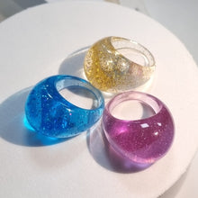 Load image into Gallery viewer, SKHEK 2022 New Colorful Transparent Acrylic Resin Oval Rings Water Droplets Shape For Women Girls Travel Summer Jewelry