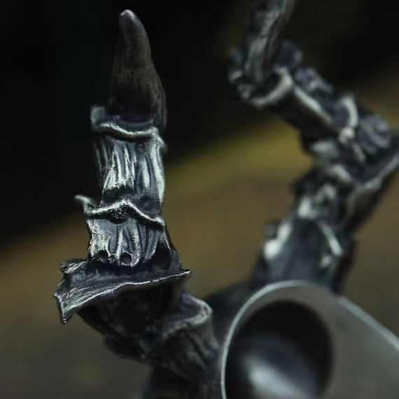 Skhek Detail 316L Stainless Steel Skull Ring Horned Satan Devil Punk Biker Rings for Men Male Jewelry Boyfriend Gift Dropshipping