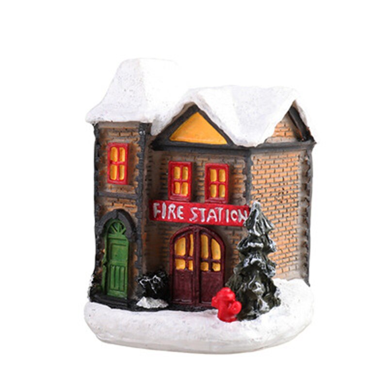 Christmas Gift Creative Retro Resin House Statue Model With LED Light Room Desktop Home Decor New Year 2022 Kids Gift For Christmas Decoration