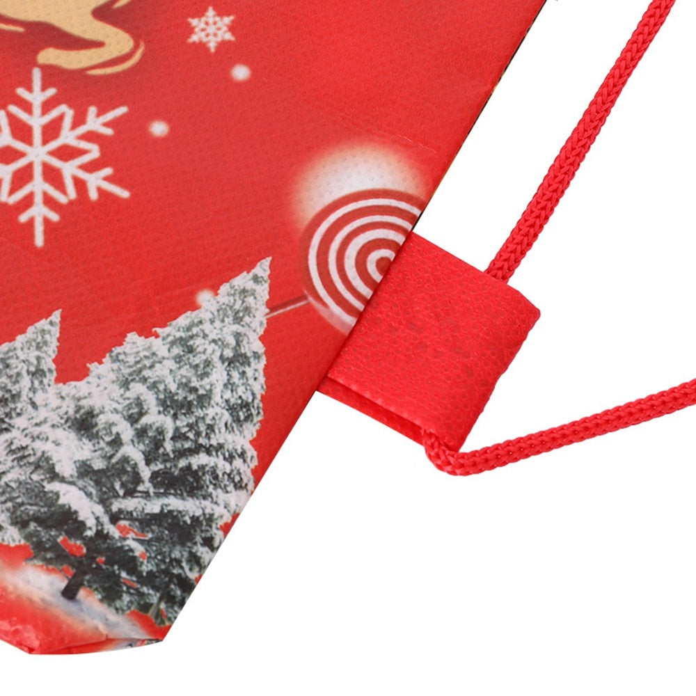 Santa Claus Drawstring Bags Kids Favors Travel Pouch Storage Bag Non-woven Fabrics Drawstring Backpack Merry Christmas Supplies