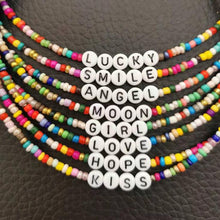 Load image into Gallery viewer, Boho Handmade Diy Rice Bead Necklaces Letter Lucky Love Girl Choker Clavicular Chain Colorful Female Beach Collier Femme Jewelry