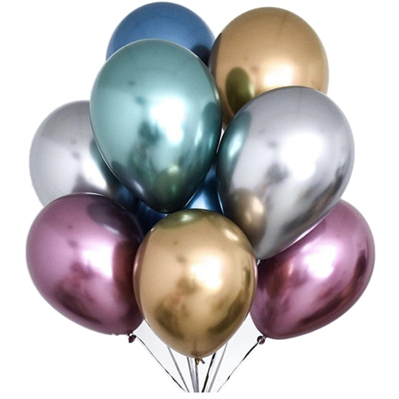 50pcs 12'' Top Quality Metallic Latex Balloon Thick Metal Chrome Alloy Ballon Adult Wedding Birthday Party Decorations Supplies