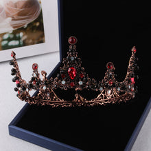 Load image into Gallery viewer, Baroque Black Crystal Pearl Bridal Tiaras Crown Rhinestone Pageant Diadem Bride Headband Wedding Hair Accessories Tiara De Noiva