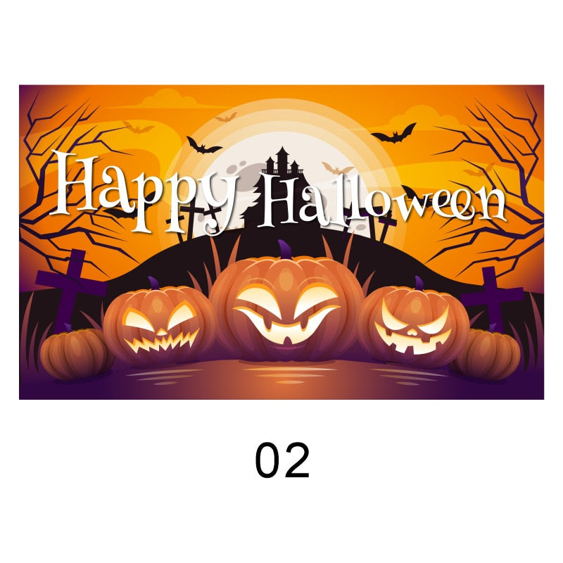 SKHEK New Halloween Decoration Banner Background Horror Theme Happy Halloween Party Decoration Flag